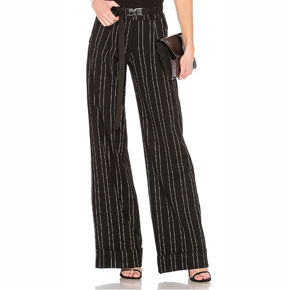 I.AM.GIA mira wide leg black pinstripe pant; size M